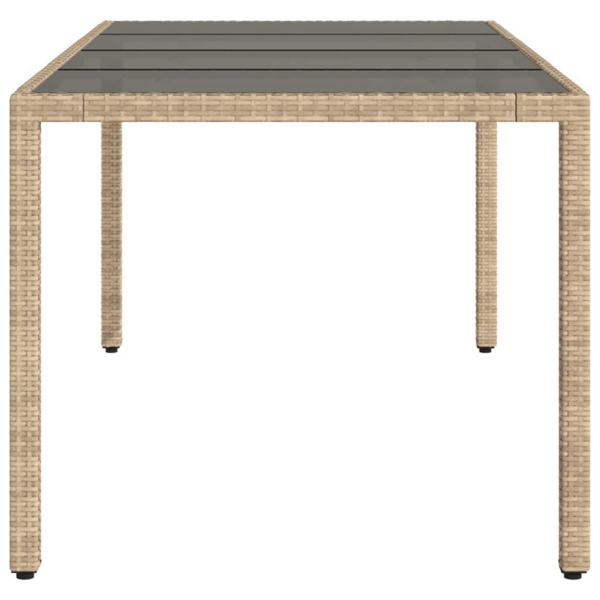 VIDAXL Table de jardin avec dessus en verre beige resine tressee