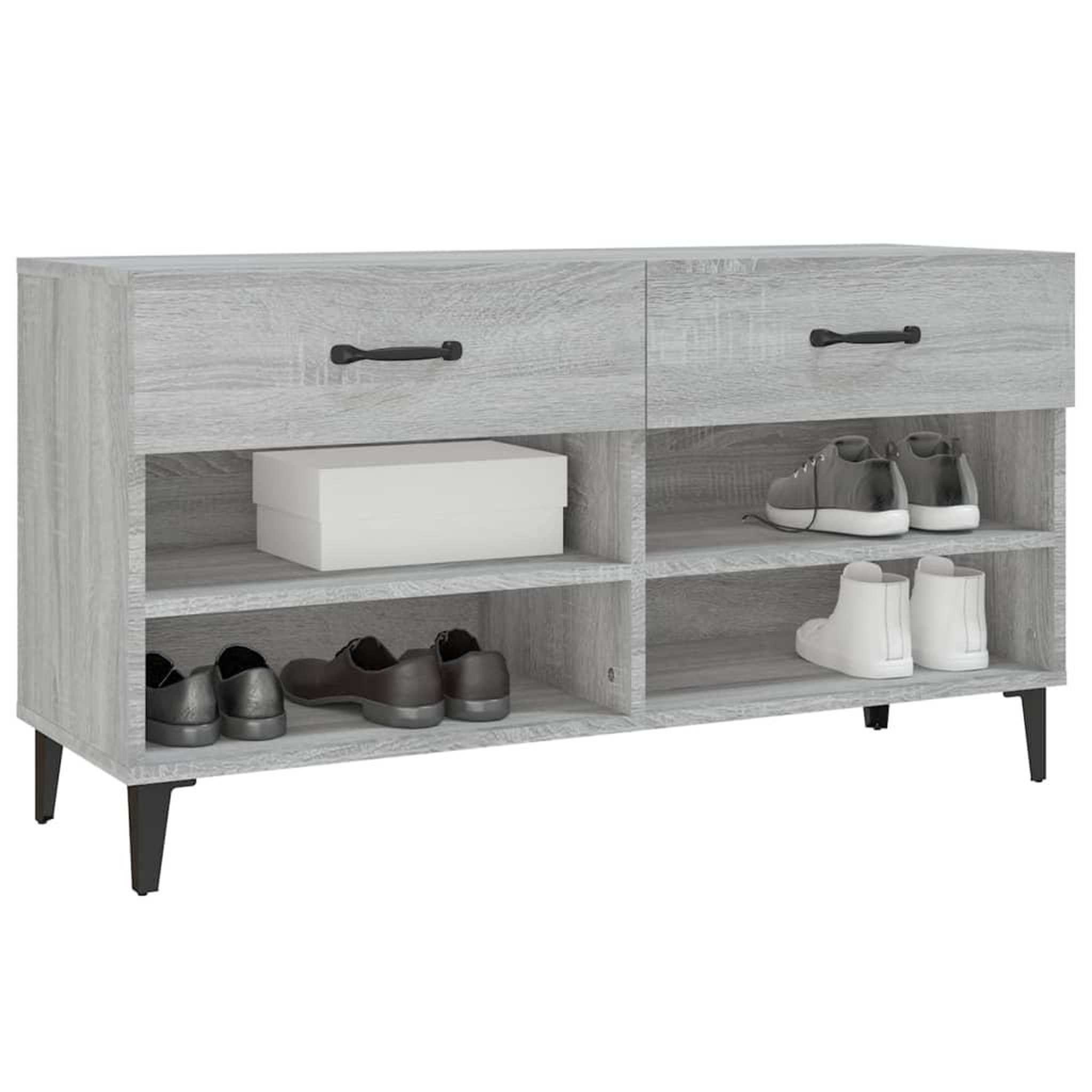 Voir la diapositive 4 : VIDAXL Meuble a chaussures sonoma gris 102x35x55 cm bois d'ingenierie