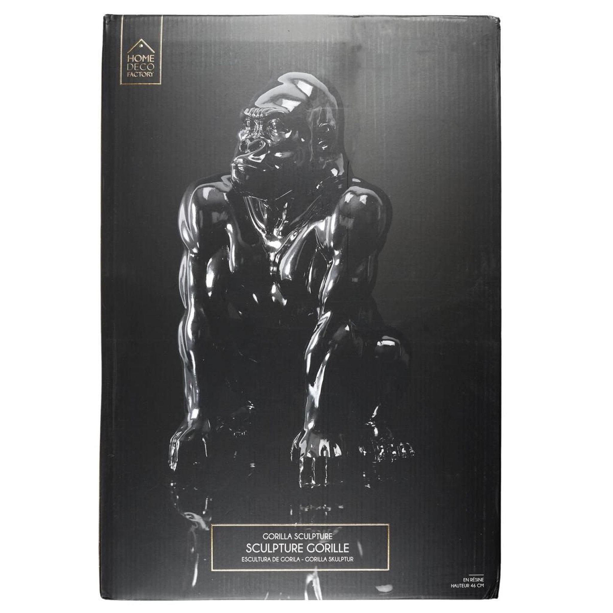 Voir la diapositive 4 : The Home Deco Factory Statuette déco gorille  sculpture  46cm noir