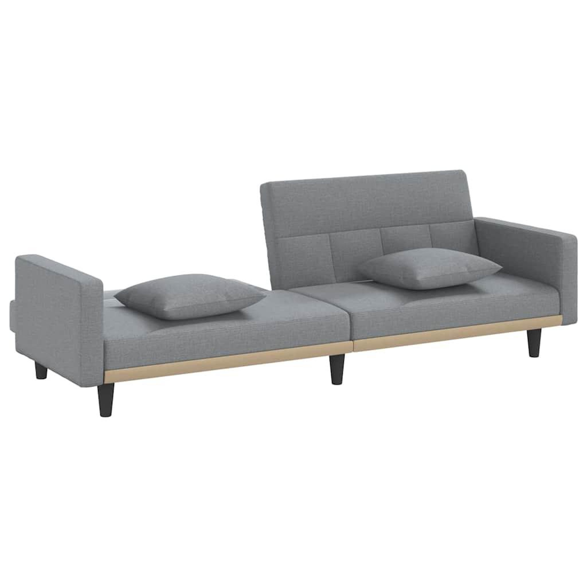 Voir la diapositive 5 : VIDAXL Canape-lit avec coussins gris clair tissu
