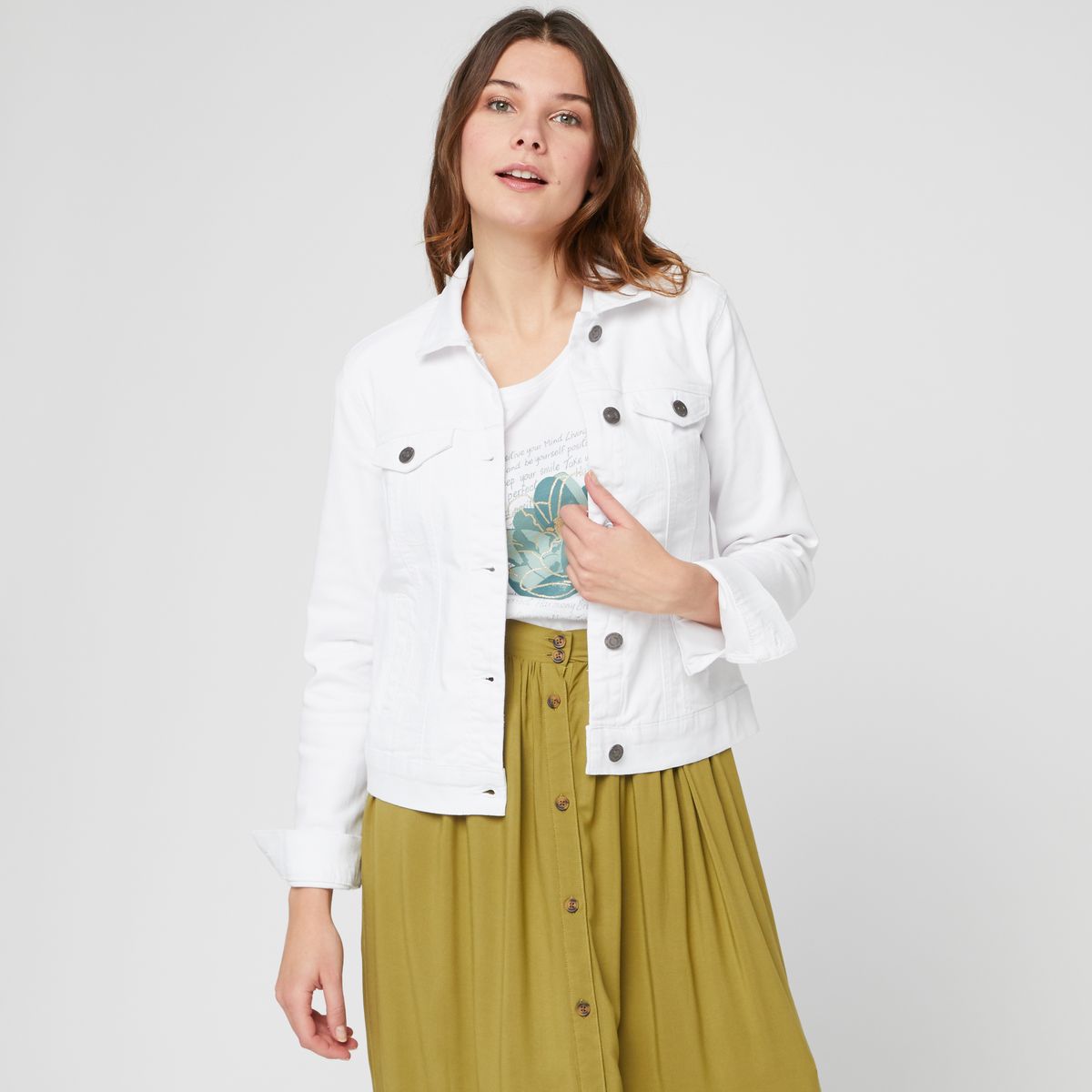 INEXTENSO Veste en twill blanche femme