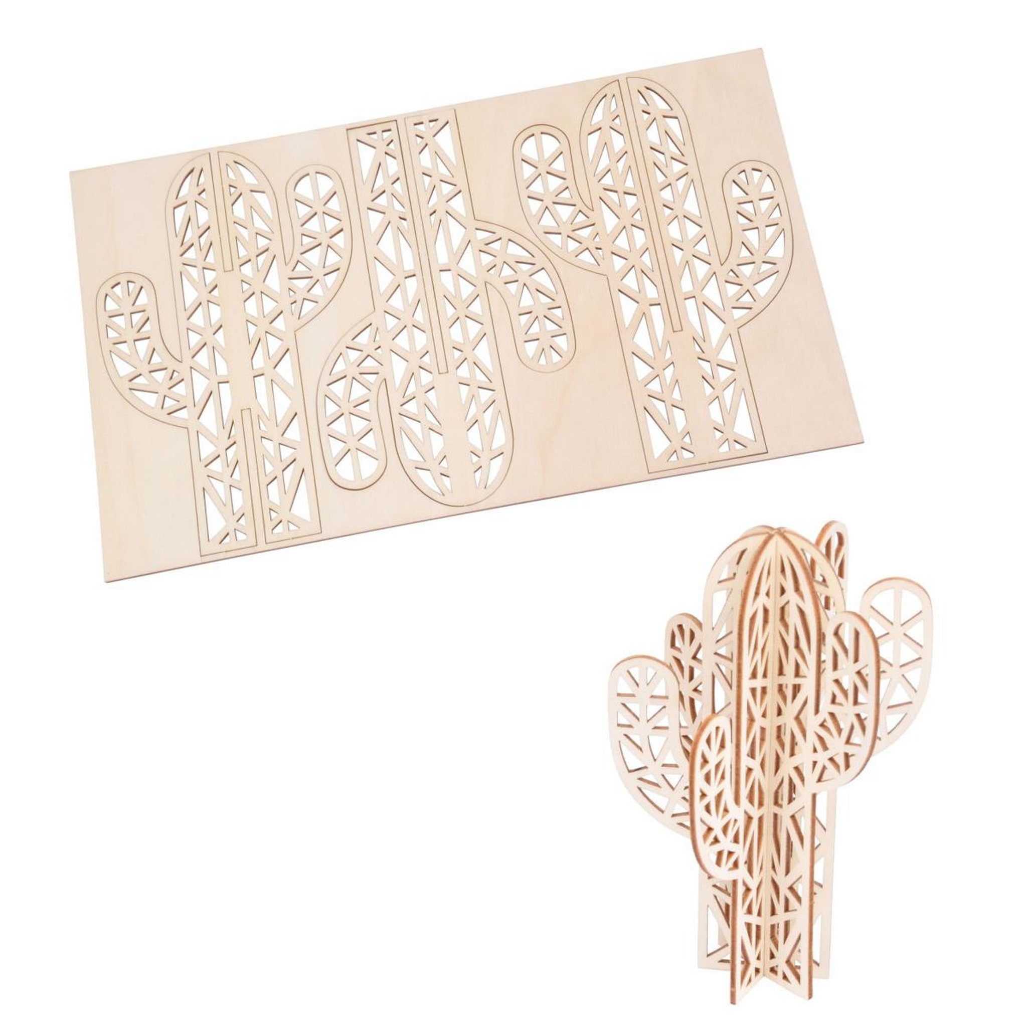 HOMEA Puzzle 3D à Personnaliser  Cactus  29cm Naturel