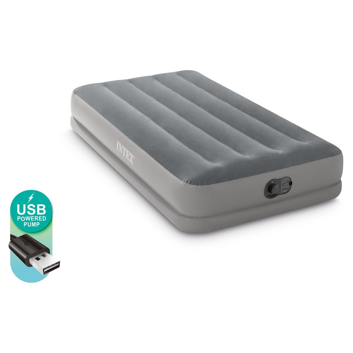 INTEX Matelas gonflable de camping électrique - 1 personne - 1,91 x 99 x 30cm - FLEX PUMP