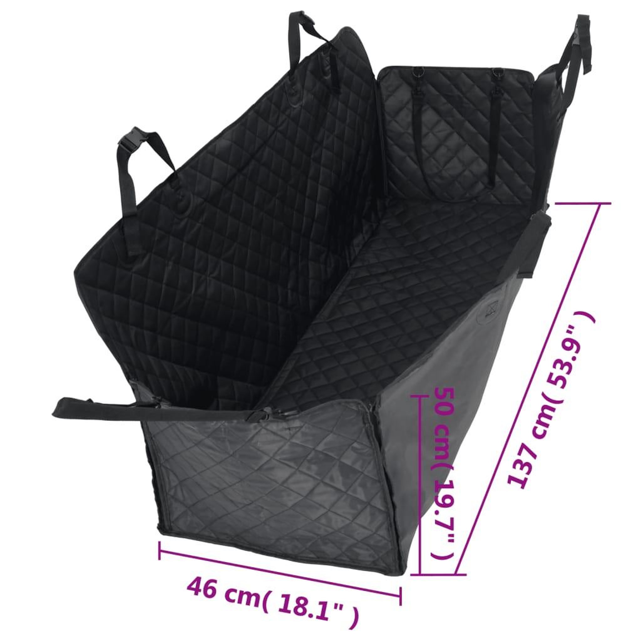 Voir la diapositive 6 : VIDAXL Housse de siege de voiture pour chien noir 137x46x50 cm