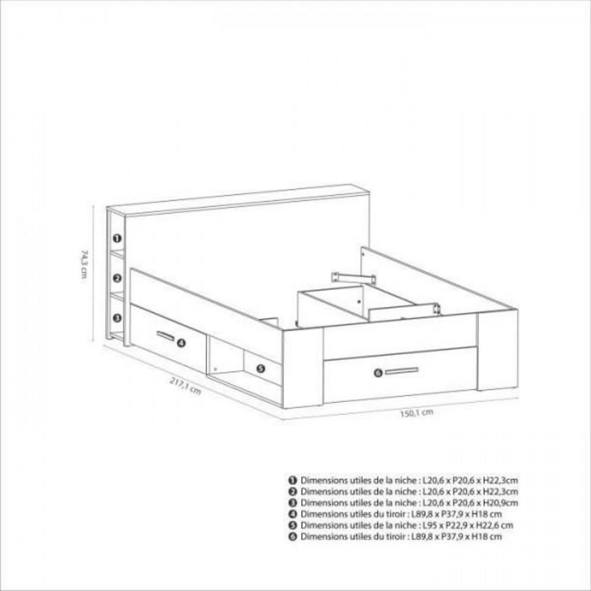 Demeyere DEMEYERE Lit adulte 140 x 190 cm - Chene Kronberg - Oxygene
