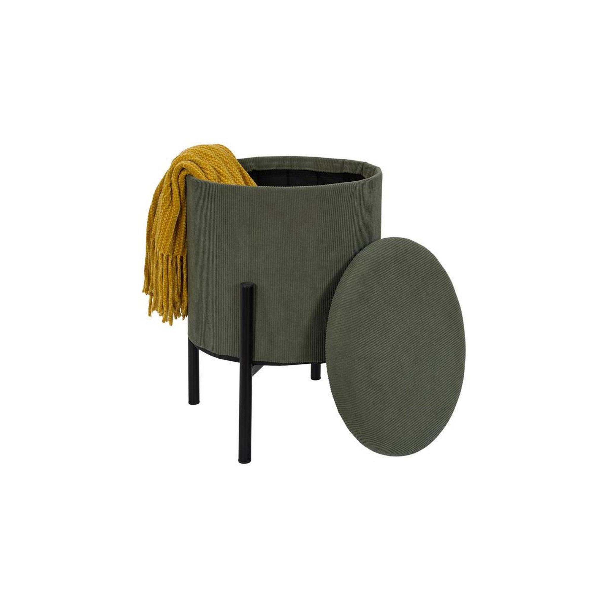 Voir la diapositive 4 : The Home Deco Factory Pouf de Rangement Côtelé  Jules  41cm Vert