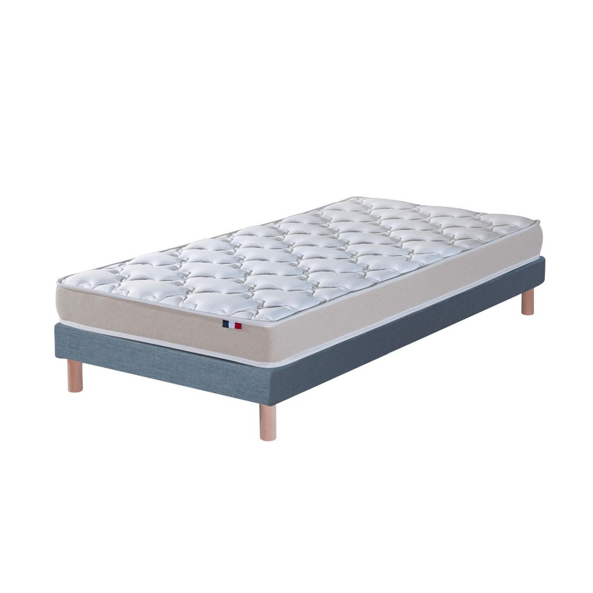 IDLITERIE Ensemble Matelas accueil Latex 3 zones INITIAL - Bi Confort Mousse & Latex + Sommier - Made in France