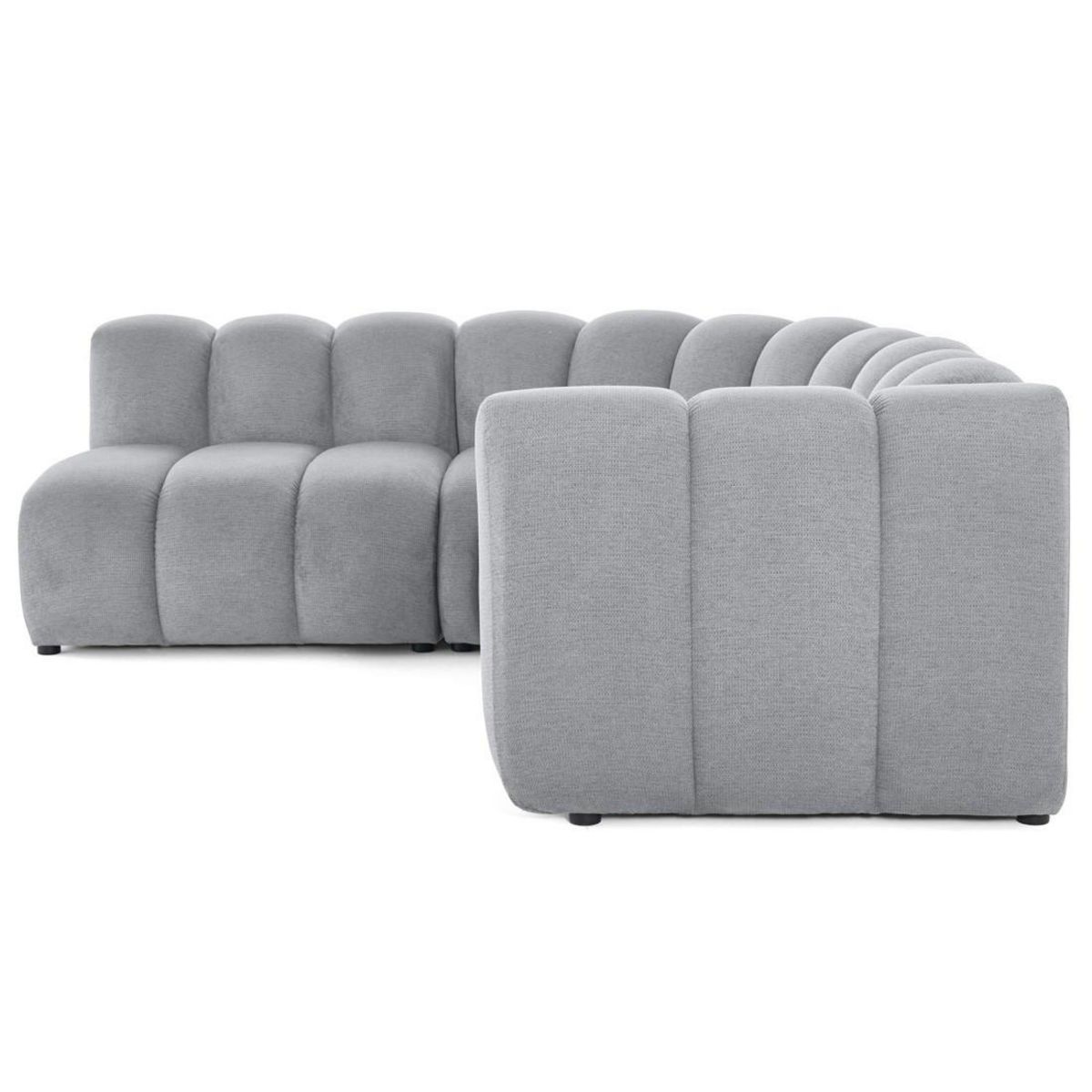 LISA DESIGN Debbie - canapé modulable d'angle gauche 4 places avec accoudoir en tissu texturé