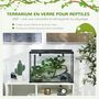 Voir la diapositive 4 : PAWHUT Terrarium verre transparent - couvercle treillis métallique coulissant verrouillable, trappe, distributeur eau, thermomètre - noir