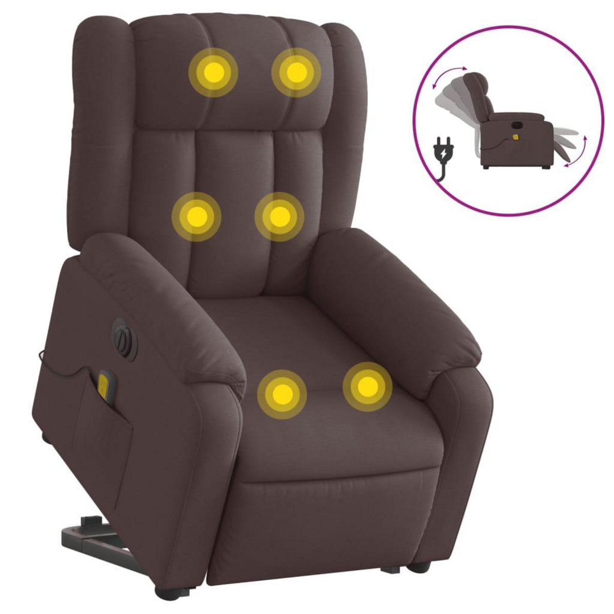 VIDAXL Fauteuil inclinable de massage electrique Marron fonce Tissu