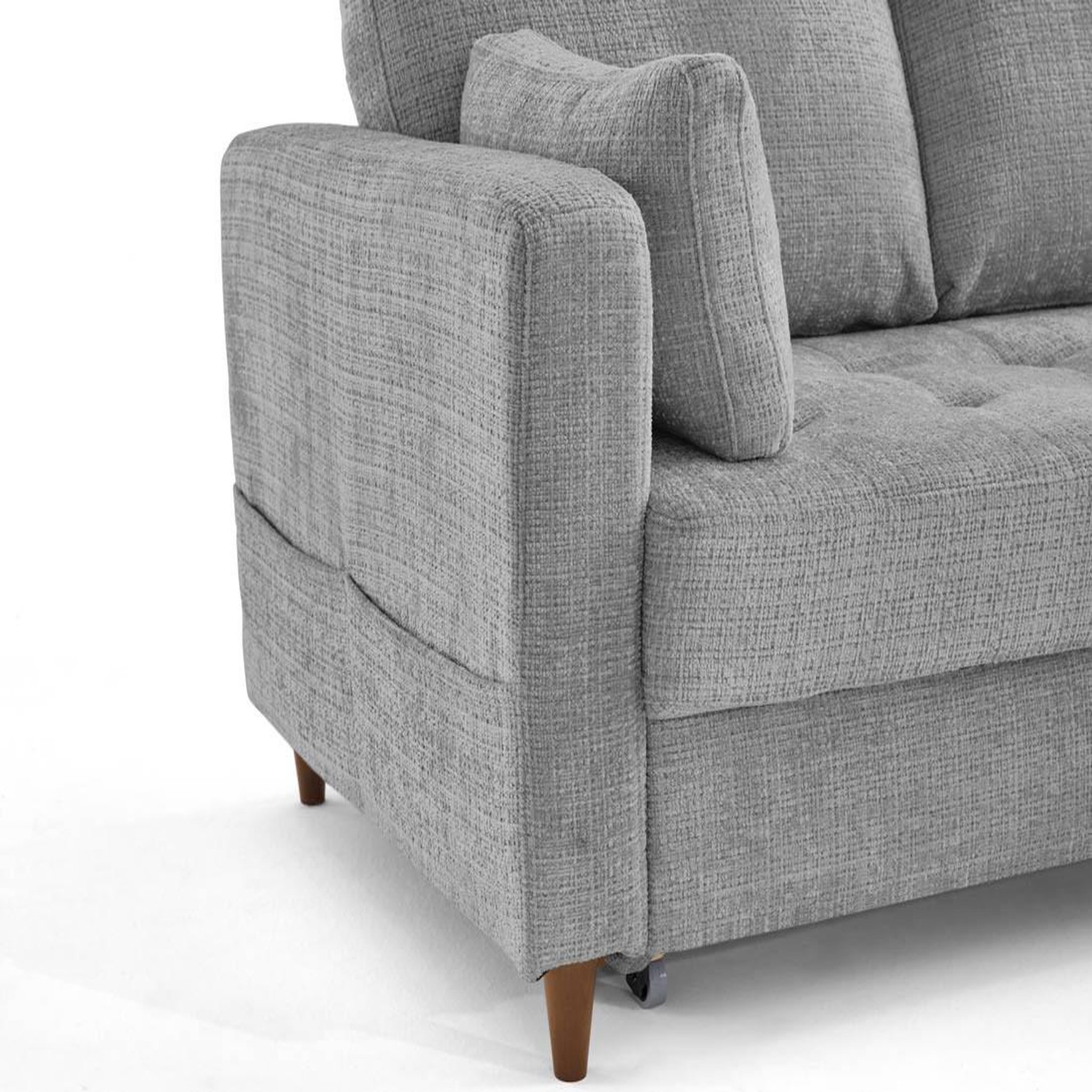 Voir la diapositive 6 : LISA DESIGN Anna - canapé d'angle droit 5 places convertible en velours texturé