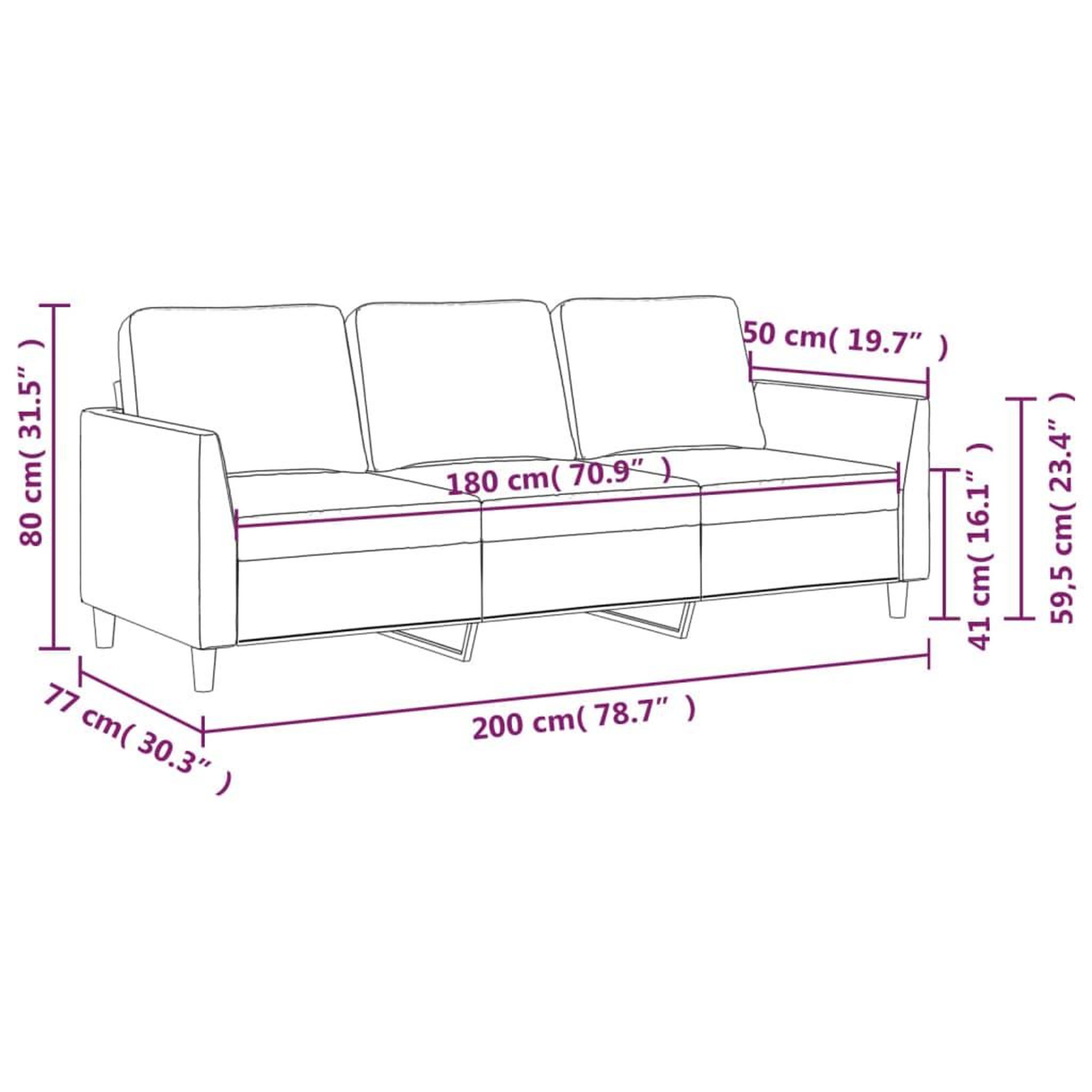 Voir la diapositive 6 : VIDAXL Canape a 3 places Gris 180 cm Similicuir