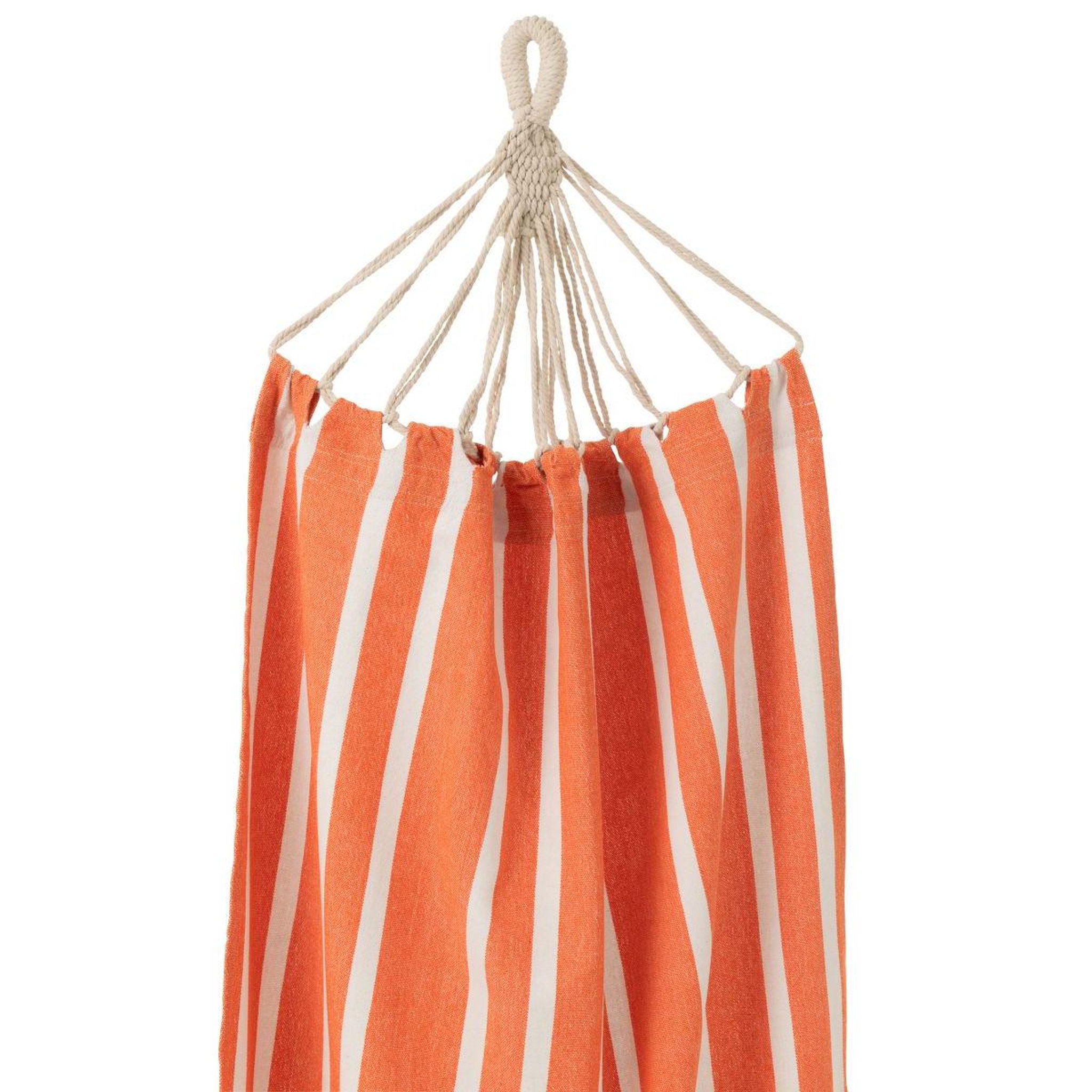Voir la diapositive 2 : J-LINE Hamac en tissu  petites rayures  200cm orange