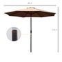 Voir la diapositive 3 : OUTSUNNY Parasol en métal rond polyester 180g/m² manivelle inclinable Ø 3 x 2,45 m chocolat