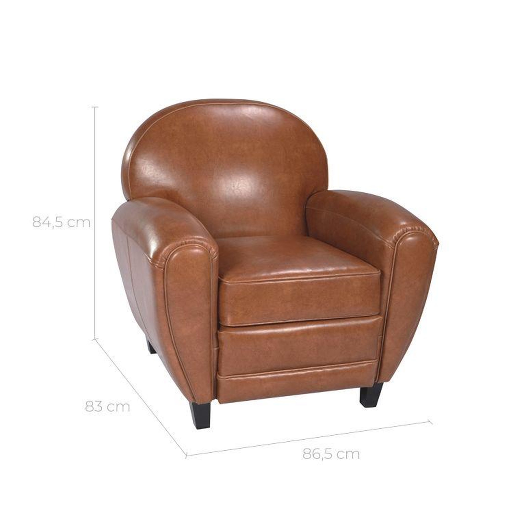 Voir la diapositive 4 : MAISON PAVANE Fauteuil camel en croute de cuir enduite-Club