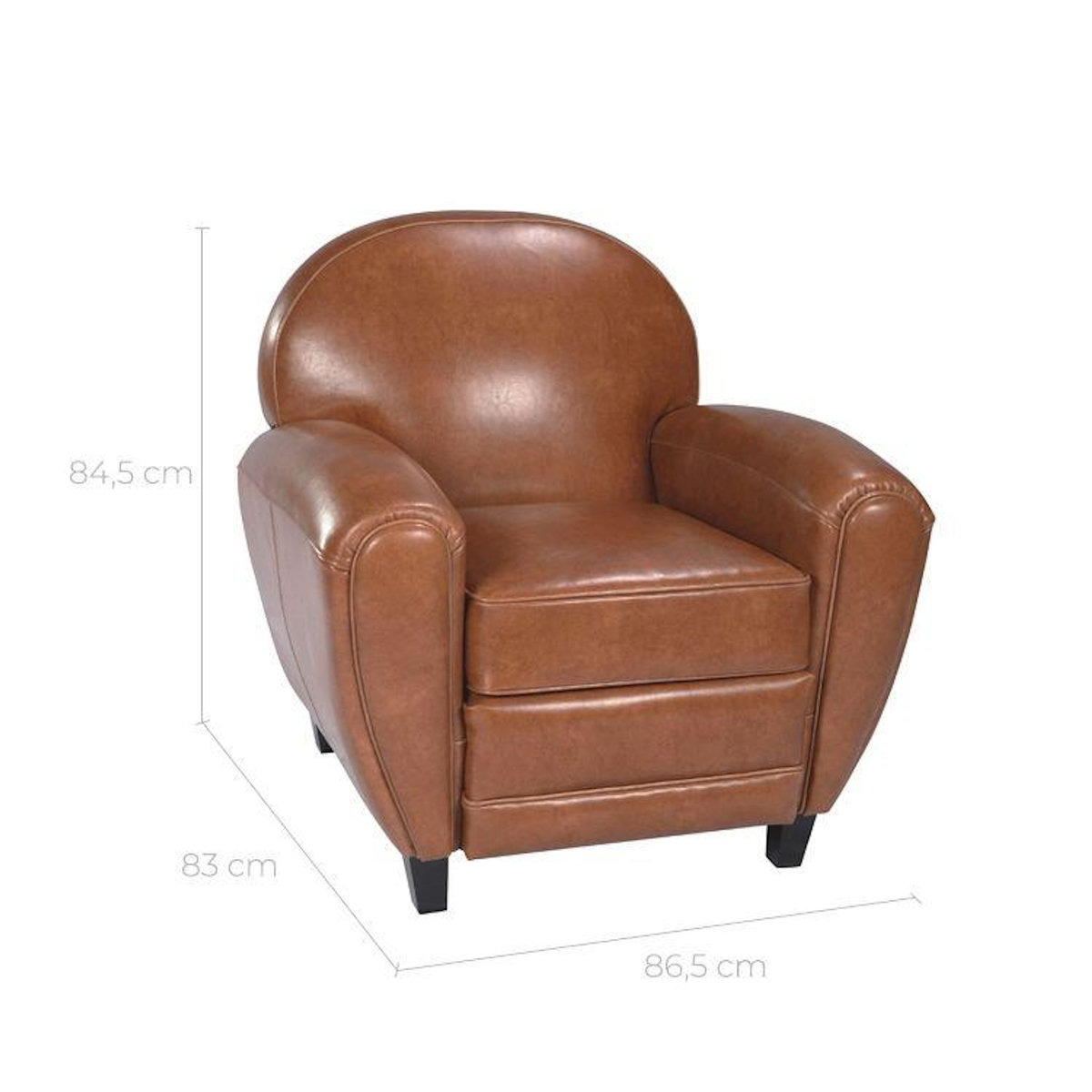 Rendez vous déco Fauteuil camel en croute de cuir enduite-Club