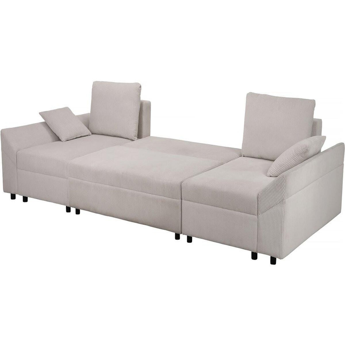 Habitat et Jardin Canapé d'angle panoramique en velours côtelé  Vaugirard II  - 5 places - Beige