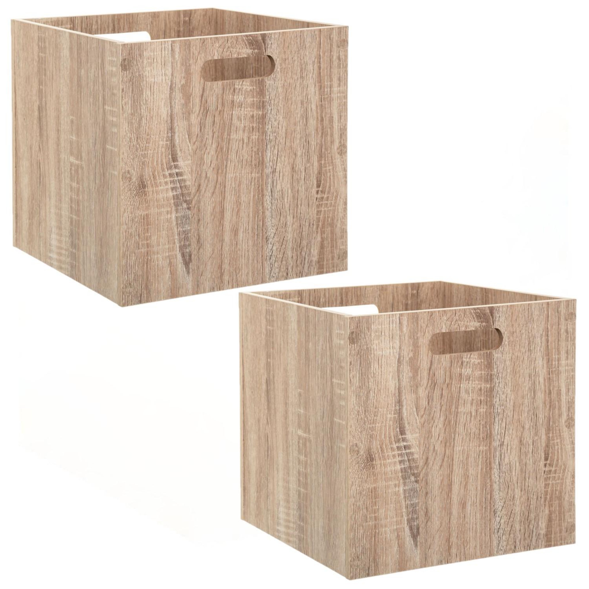 Voir la diapositive 1 : TOILINUX Lot de 2 Boîtes de rangement effet bois en MDF Mix n' modul