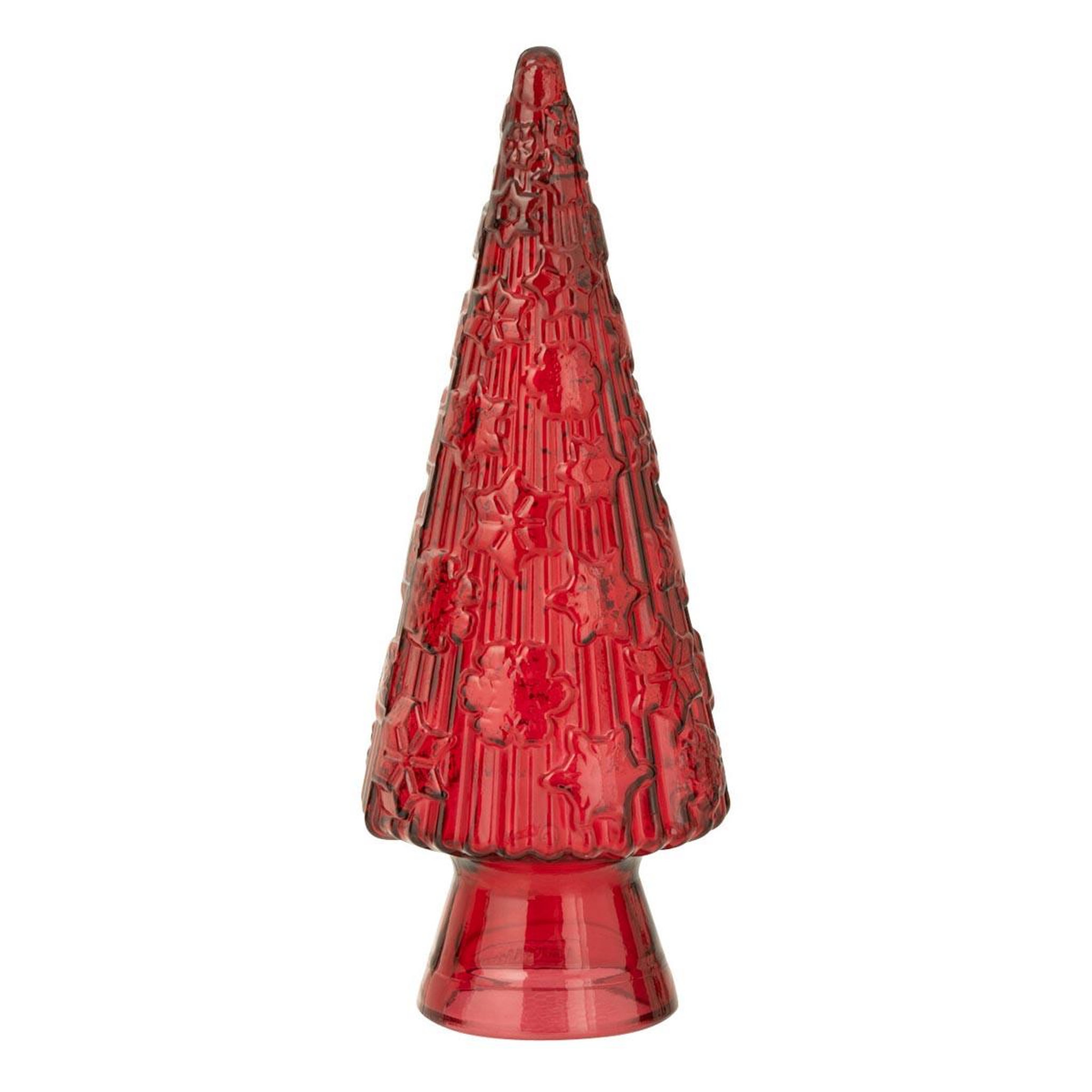 J-LINE Sapin de noël en verre  cône  34cm rouge