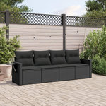 VIDAXL Salon de jardin 4 pcs avec coussins noir resine tressee