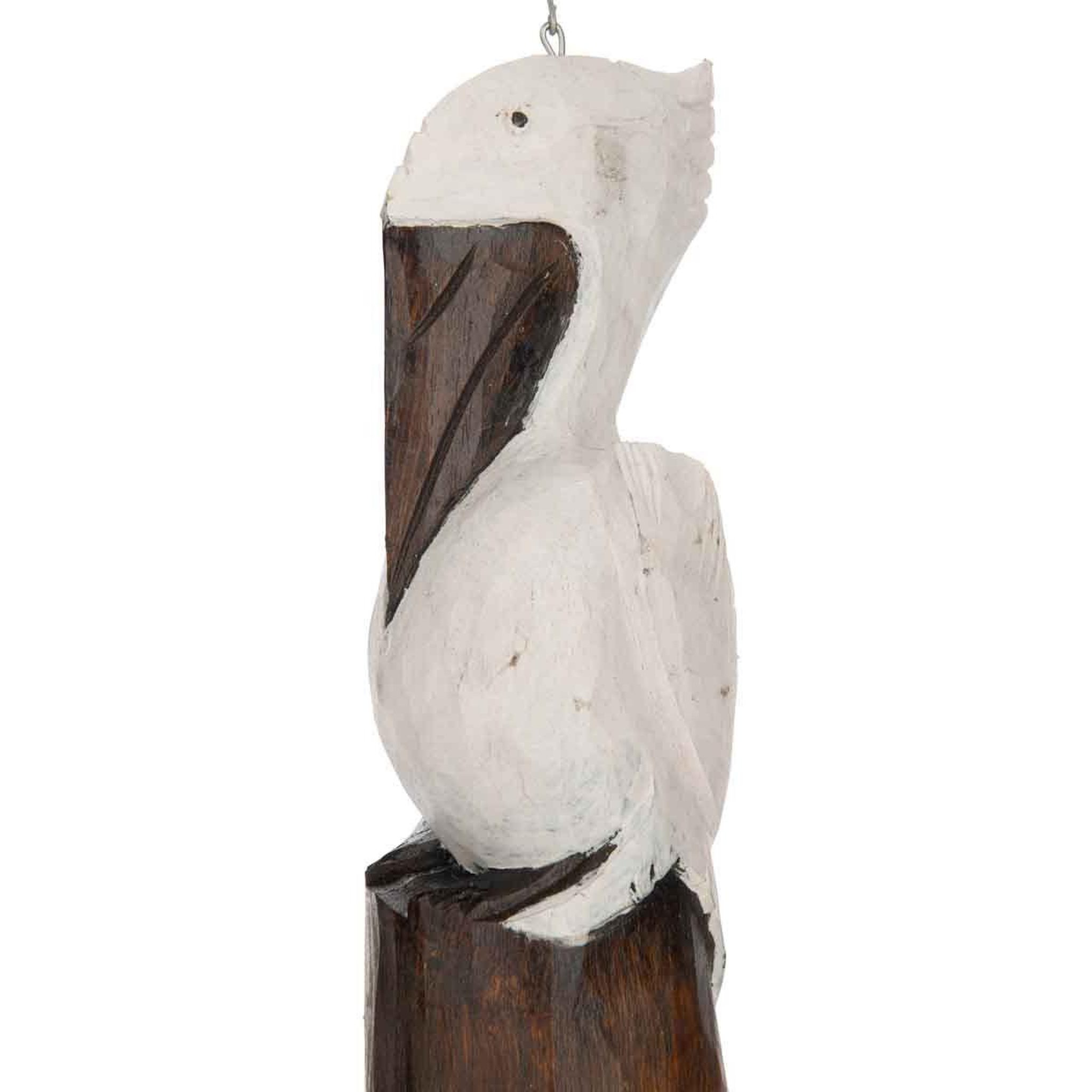Voir la diapositive 2 : J-LINE Carillon déco à suspendre  pélican  80cm naturel