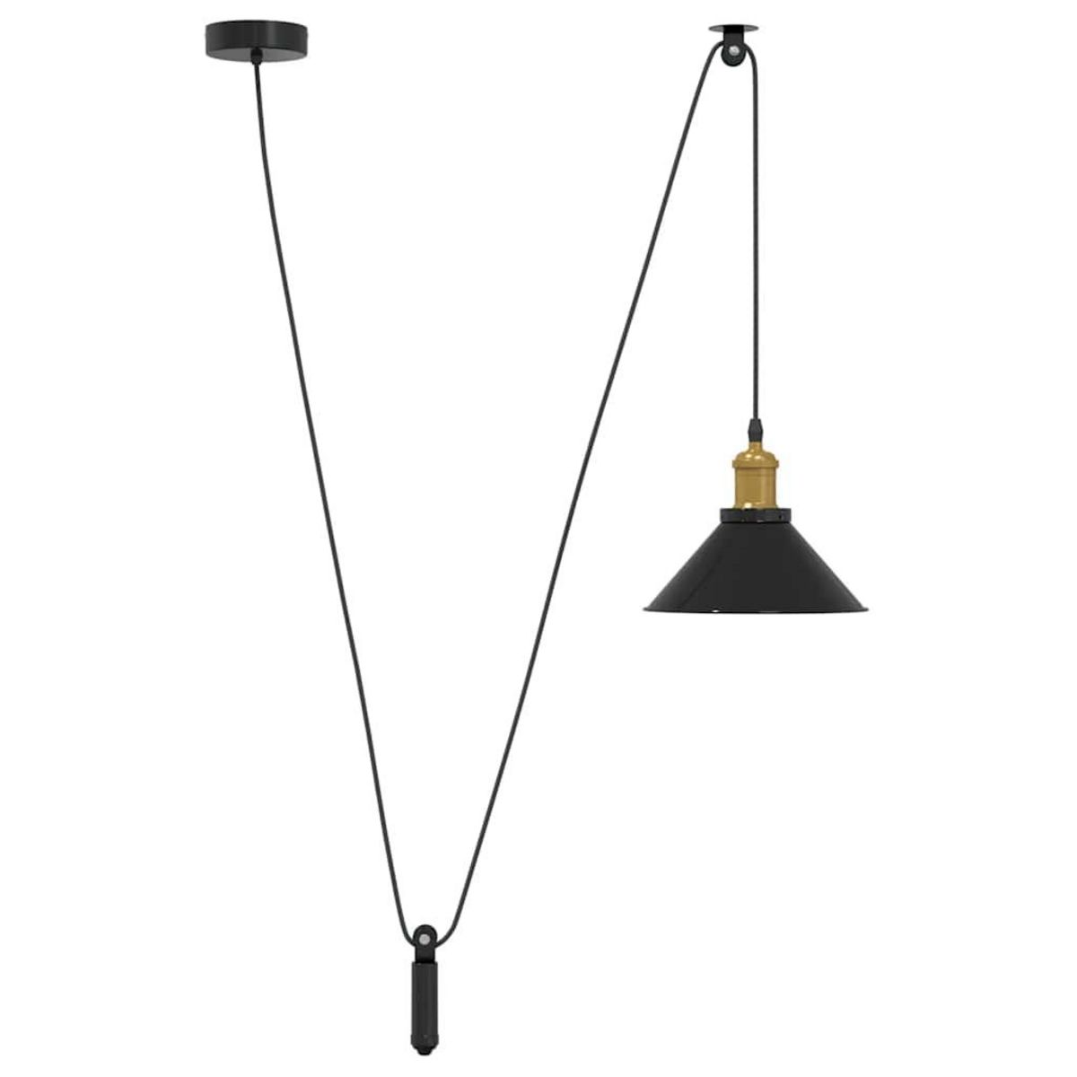 VIDAXL Lampe suspendue reglable hauteur E27 noir brillant Ø22 cm metal