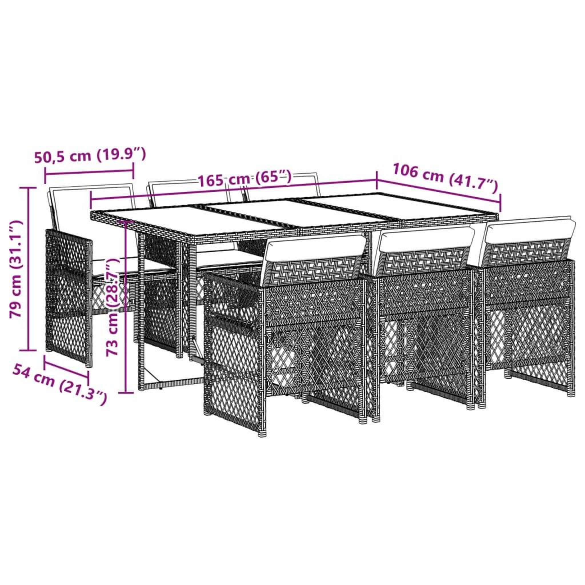 Voir la diapositive 6 : VIDAXL Ensemble a manger de jardin et coussins 7 pcs gris clair rotin