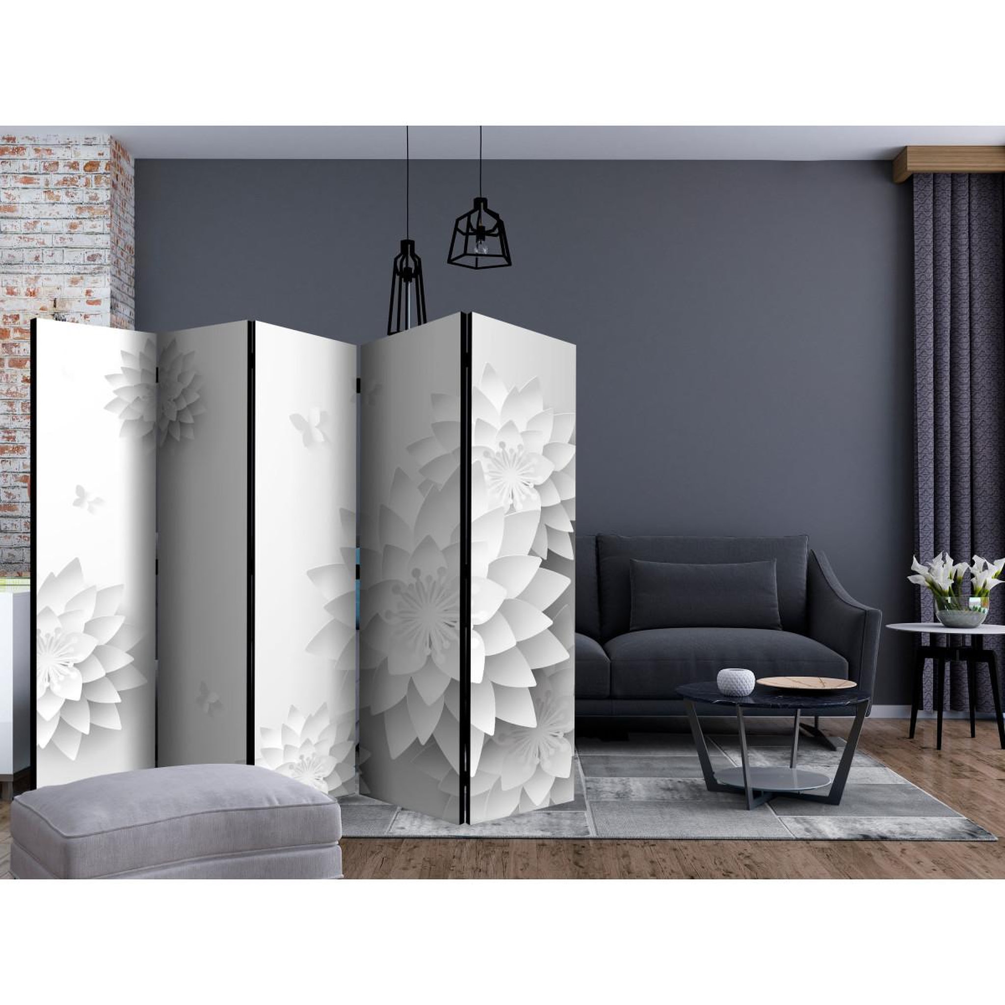Voir la diapositive 2 : Paris Prix Paravent 5 volets  oriental flowers  172x225cm