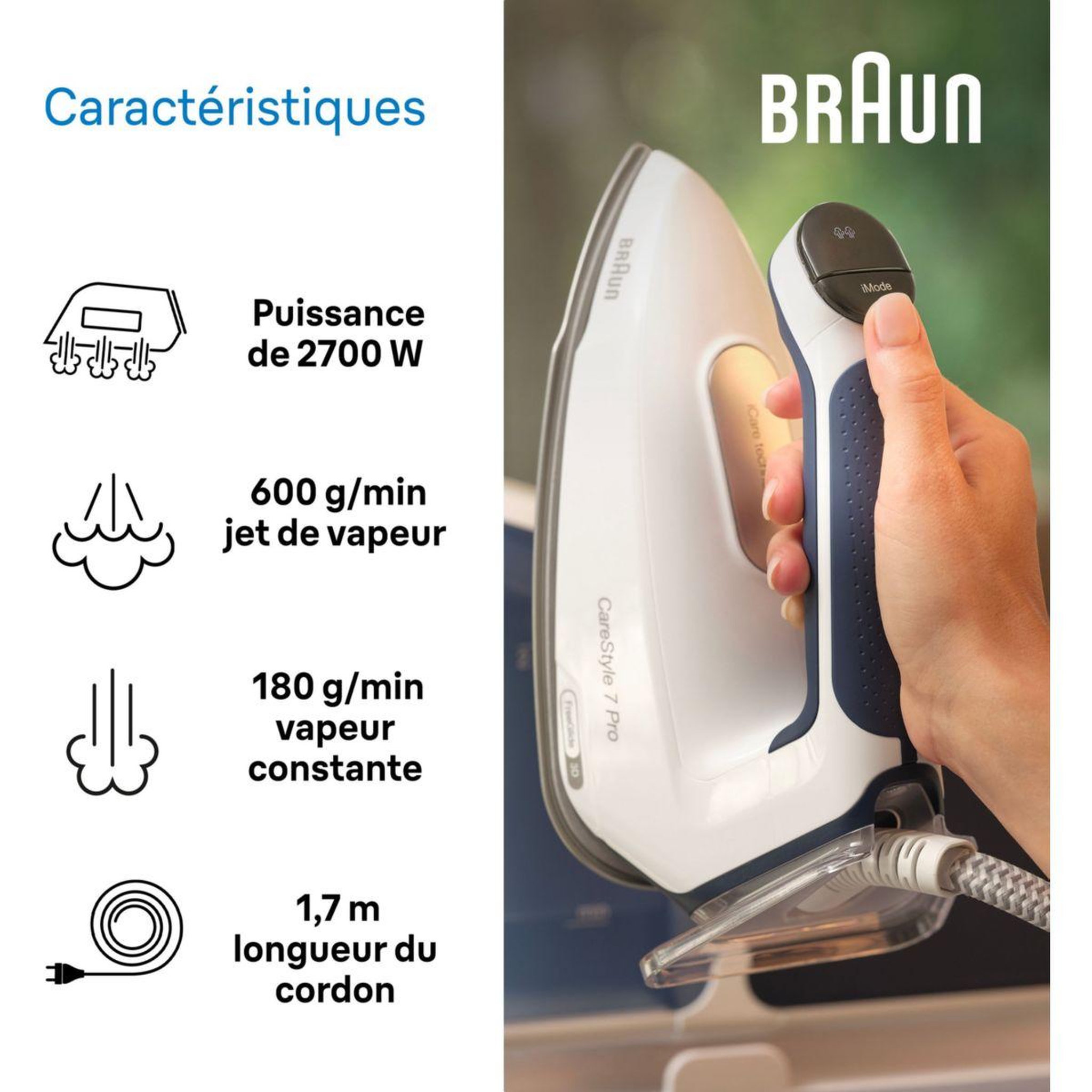 Voir la diapositive 3 : BRAUN Centrale vapeur IS7282BL CareStyle 7 Pro