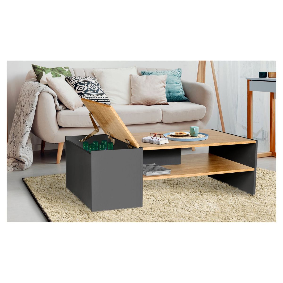 Table basse avec coffre de rangement L110 cm ELO