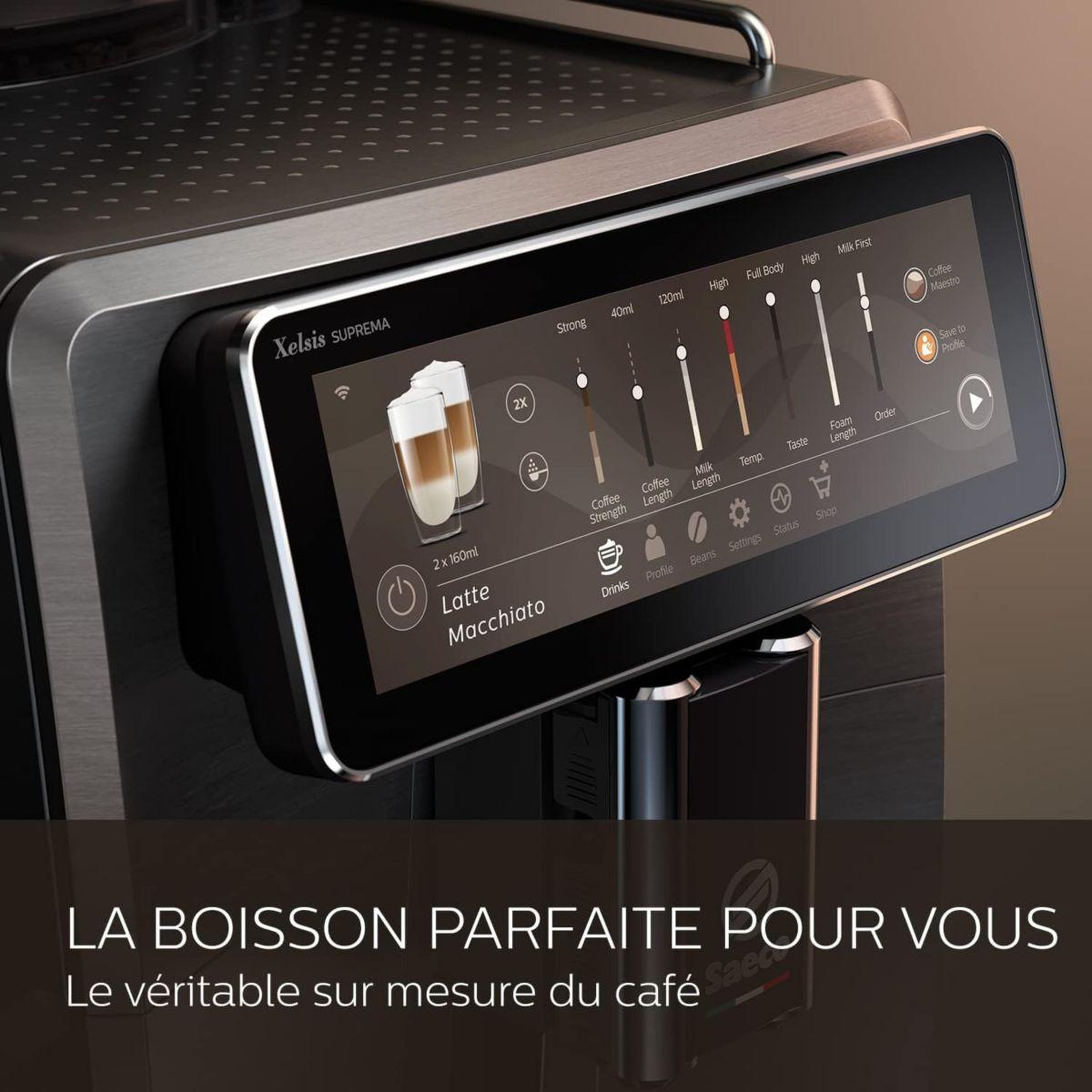 Voir la diapositive 4 : SAECO Expresso broyeur sm8889 cafetière à grain xelsis supréma en métal, connectée, avec carafe à lait