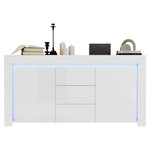 MERAX Buffet 2 porte(s) 3 tiroir(s) - 140 cm blanc led mdf