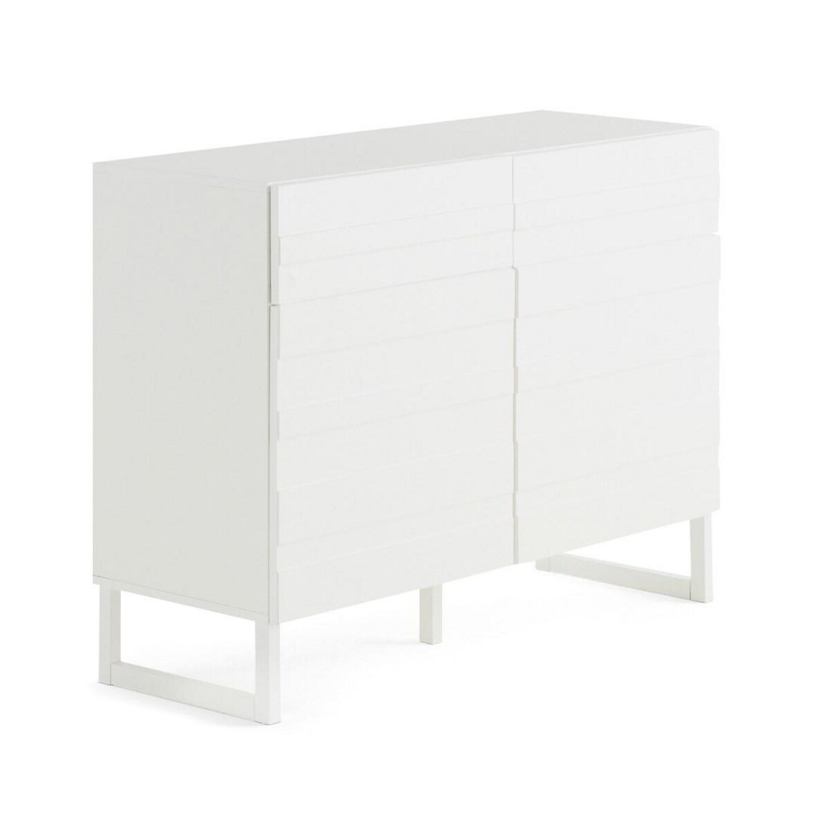 BEST MOBILIER Sofia - buffet bas - blanc mat - 2 portes et 2 tiroirs - 110 cm