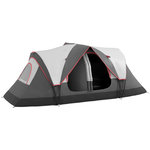 OUTSUNNY Tente de camping familiale 6-8 pers. double toit étanche 2 000 mm moustiquaire sac de tranport gris