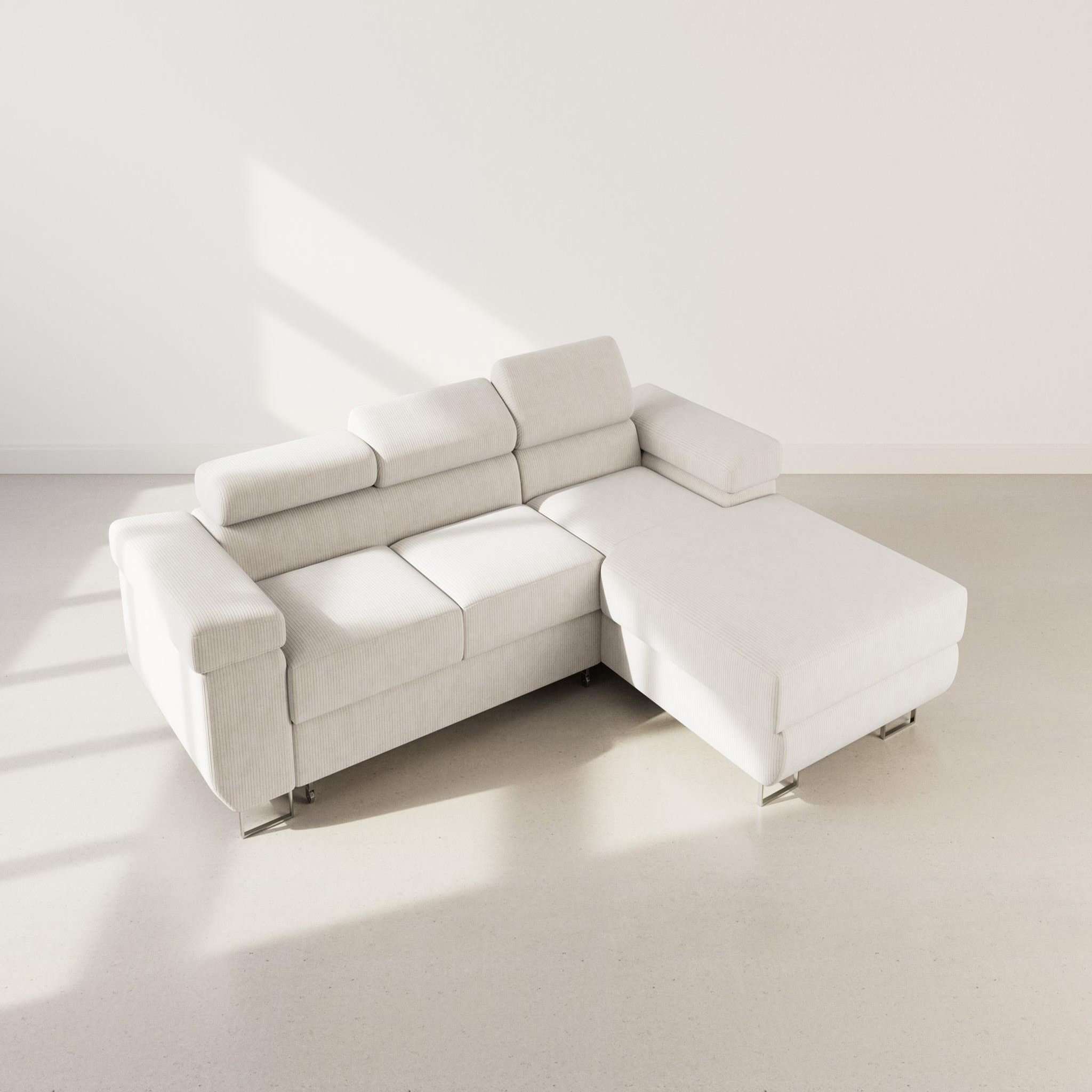 Voir la diapositive 6 : BEST MOBILIER Pablo - canapé d'angle droit - 6 places - convertible avec coffre et têtières réglables - en velours côtelé