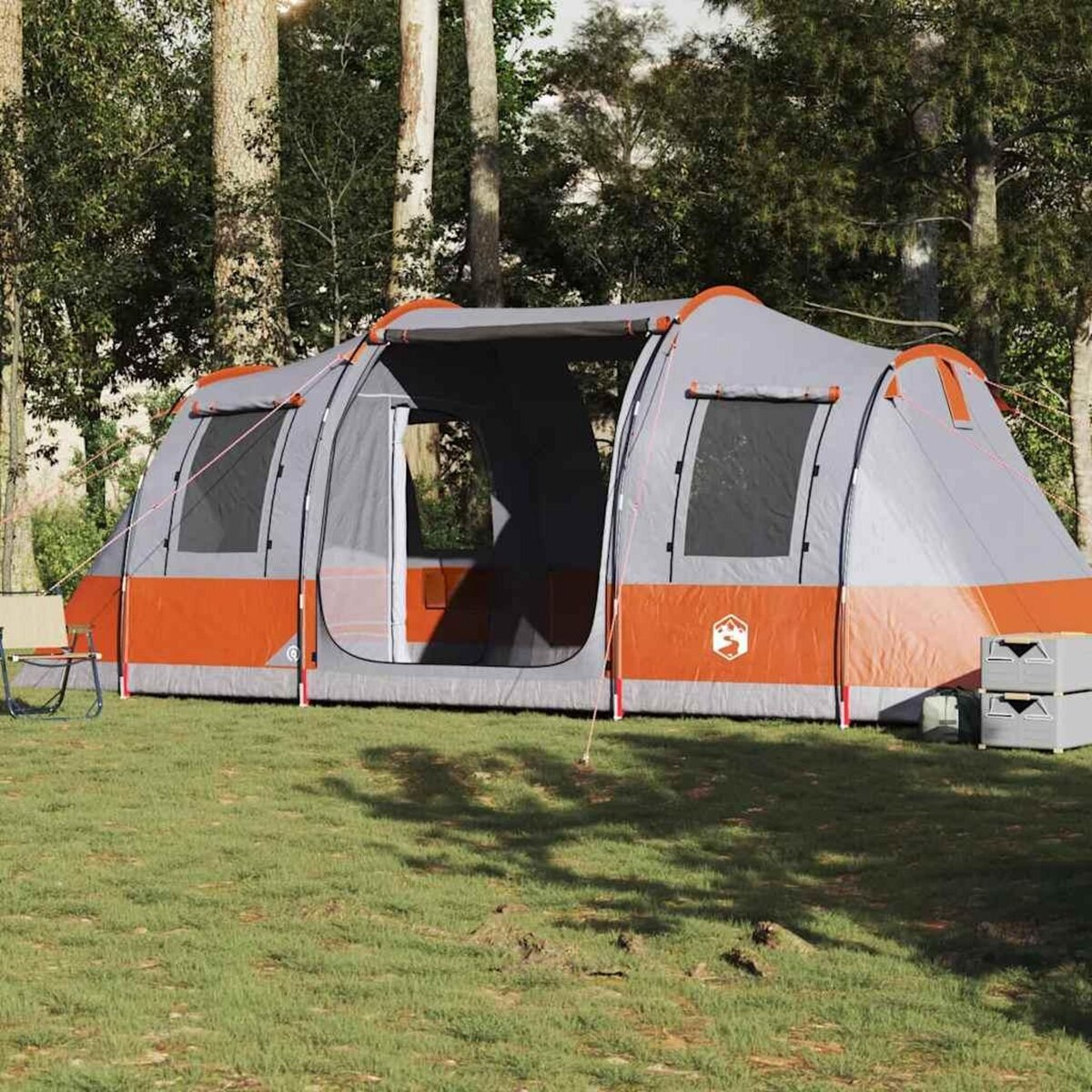 VIDAXL Tente de camping tunnel 4 personnes gris et orange impermeable
