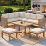 Voir la diapositive 1 : MERAX Salon de jardin 6 place en bois avec coussins