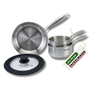 Voir la diapositive 1 : Fackelmann Batterie de cuisine avec 1 poêle 20 cm et 3 casseroles 14/16/18 cm avec 1 ustensile de cuisine sans PFAS Fackelmann Vita3