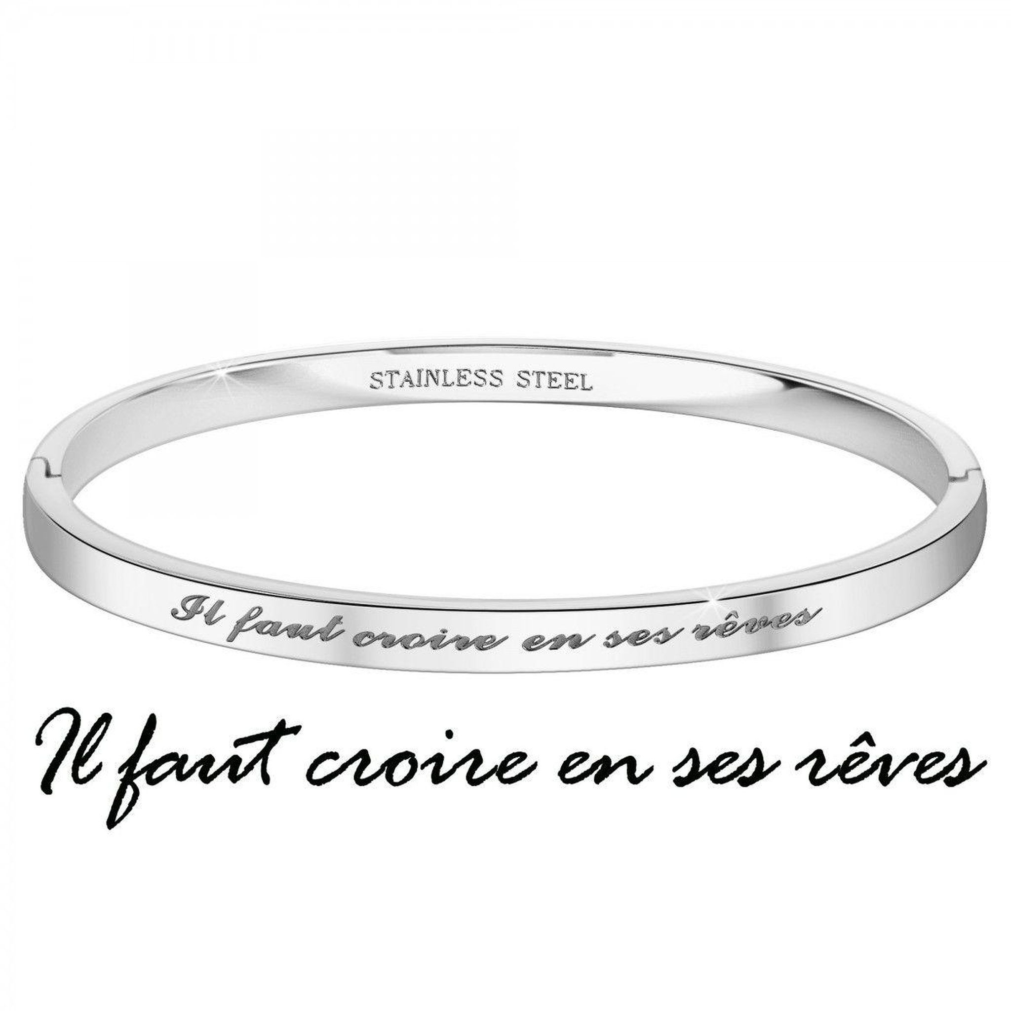Voir la diapositive 3 : SC CRYSTAL Il faut croire en ses rêves - Bracelet SC Crystal en Acier Rhodié argenté