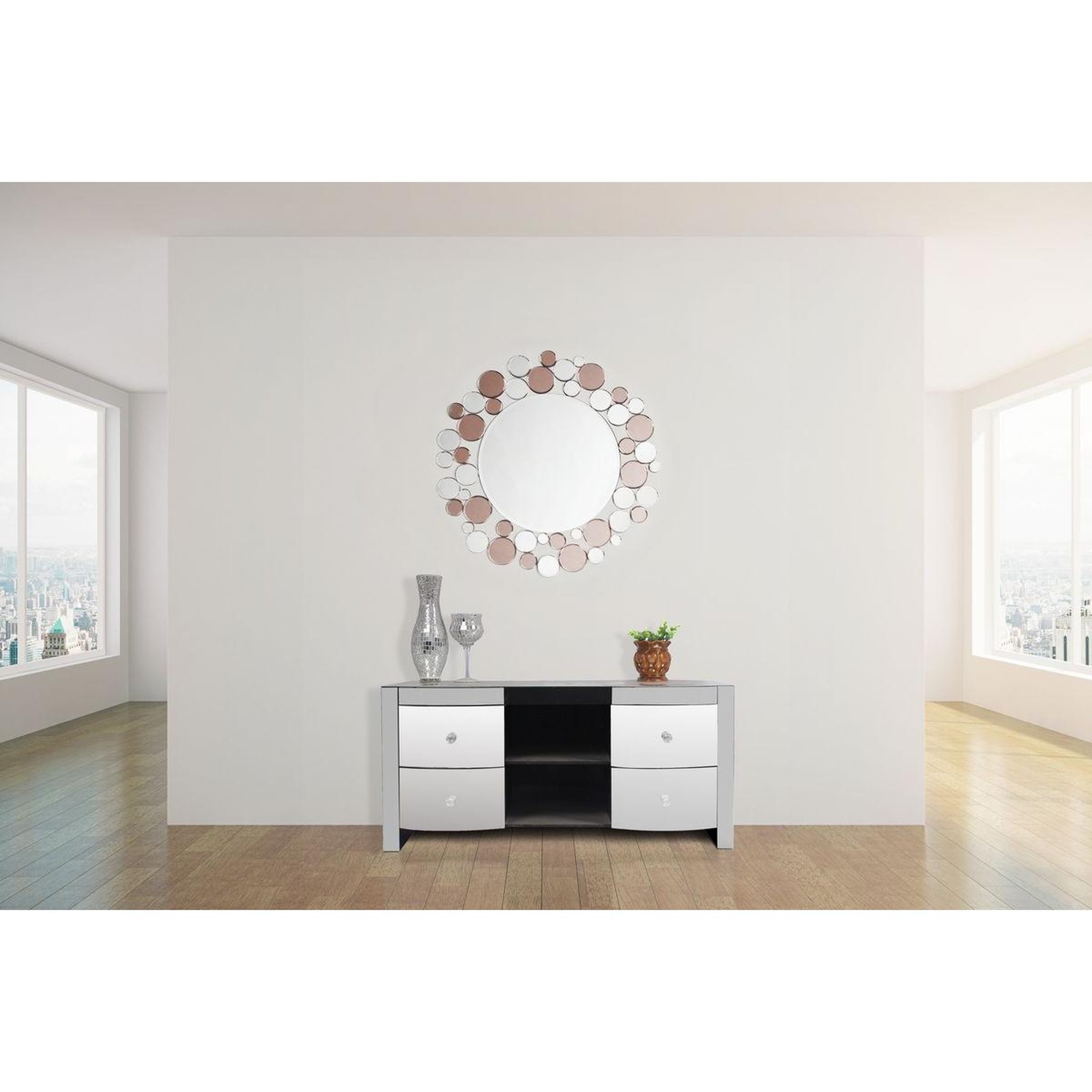 Voir la diapositive 3 : Paris Prix Miroir mural design  bubble  80cm argent & rose