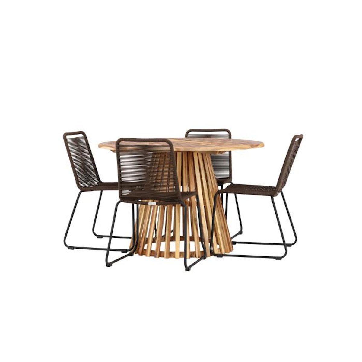 Paris Prix Ensemble Table de Jardin & 4 Chaises  Lumpur & Lindos  120cm Naturel & Marron