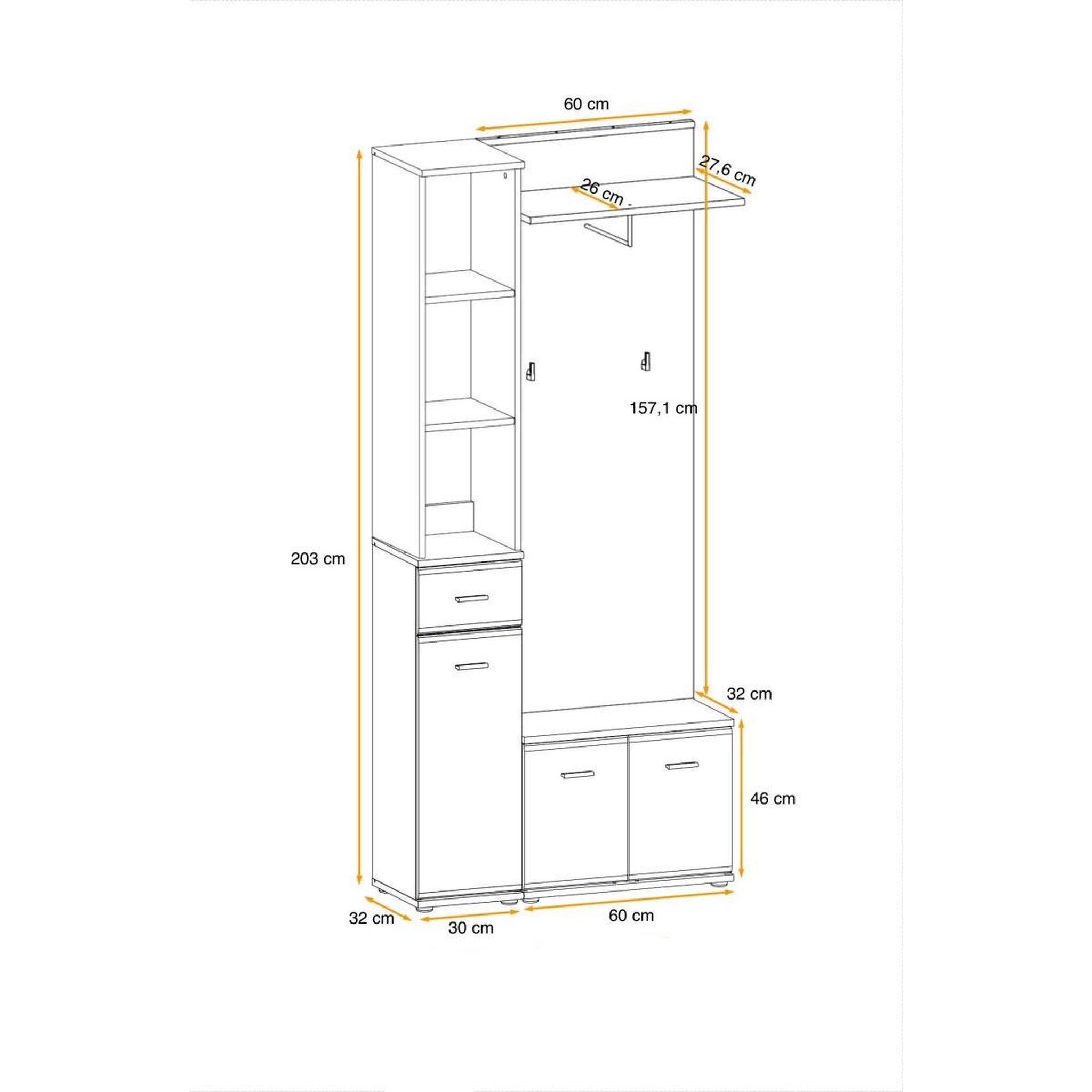 Voir la diapositive 6 : Paris Prix Ensemble vestiaire 3p  armario i  203cm chêne