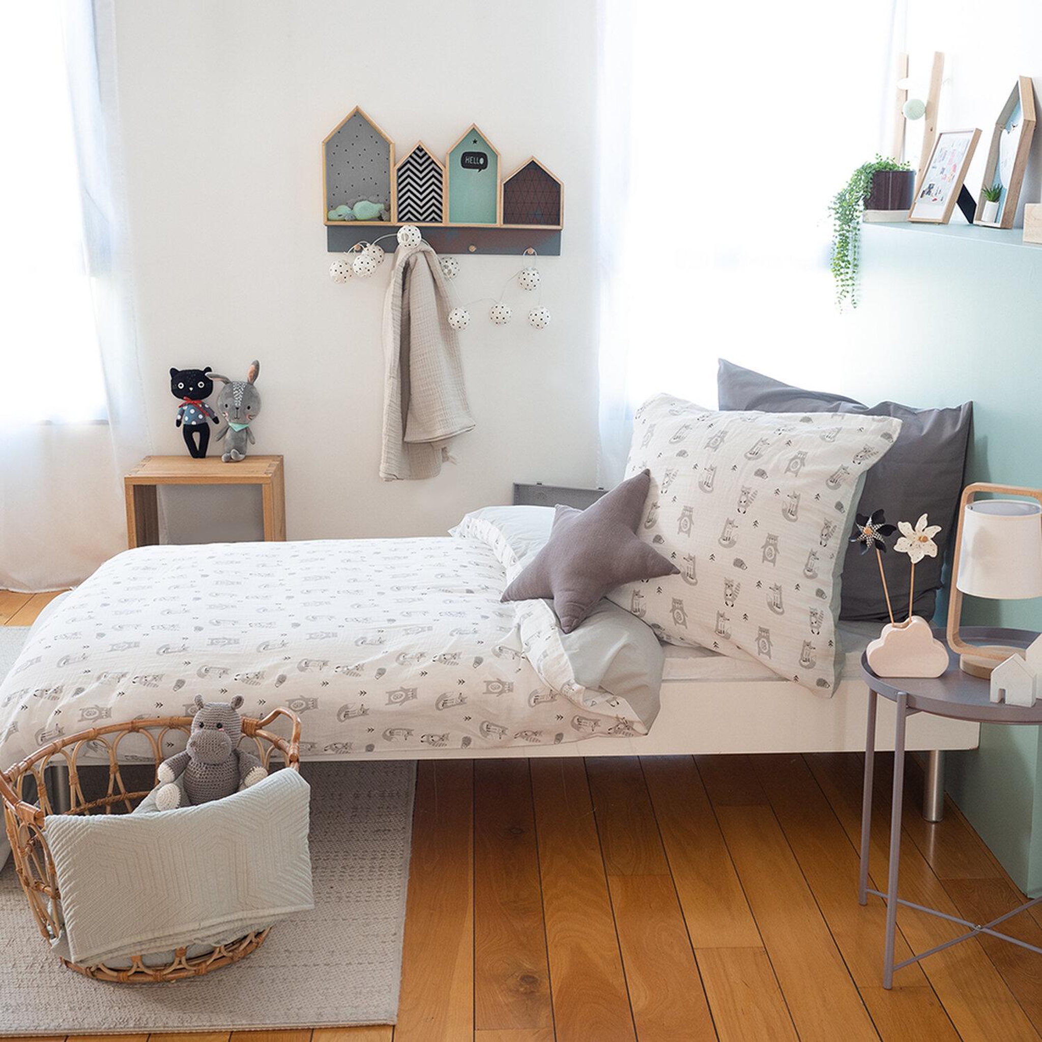 Voir la diapositive 6 : Home collection Parure housse de couette 2pcs 140x200cm 100%gaze de coton 57fils foret