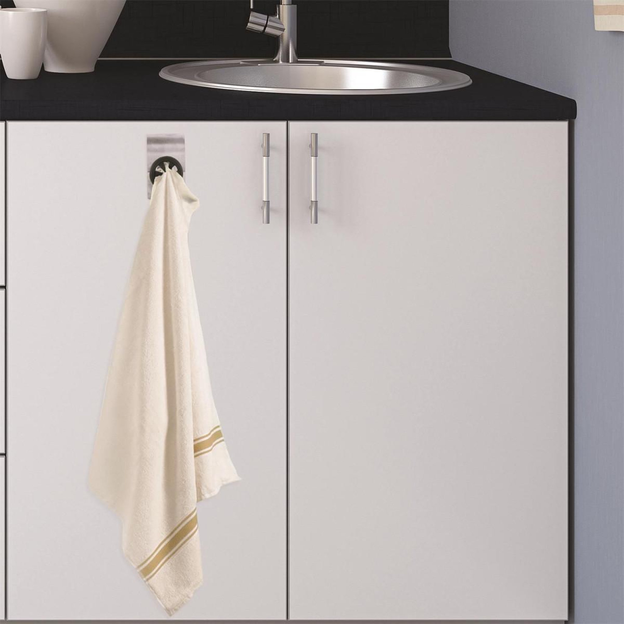 Voir la diapositive 3 : Je cherche une idee Accroche torchon adhésif  spin  8cm argent