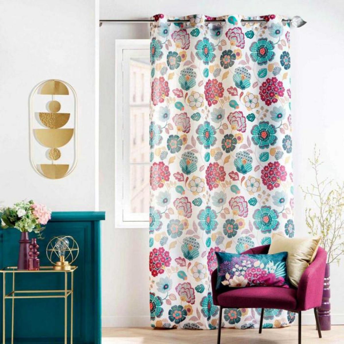 Paris Prix Rideau à Œillets Imprimé  Winteria  140x260cm Blanc