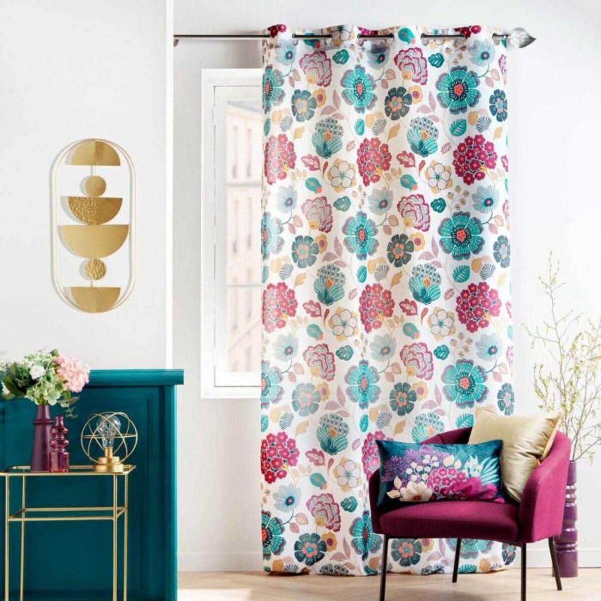 Paris Prix Rideau à Œillets Imprimé  Winteria  140x260cm Blanc