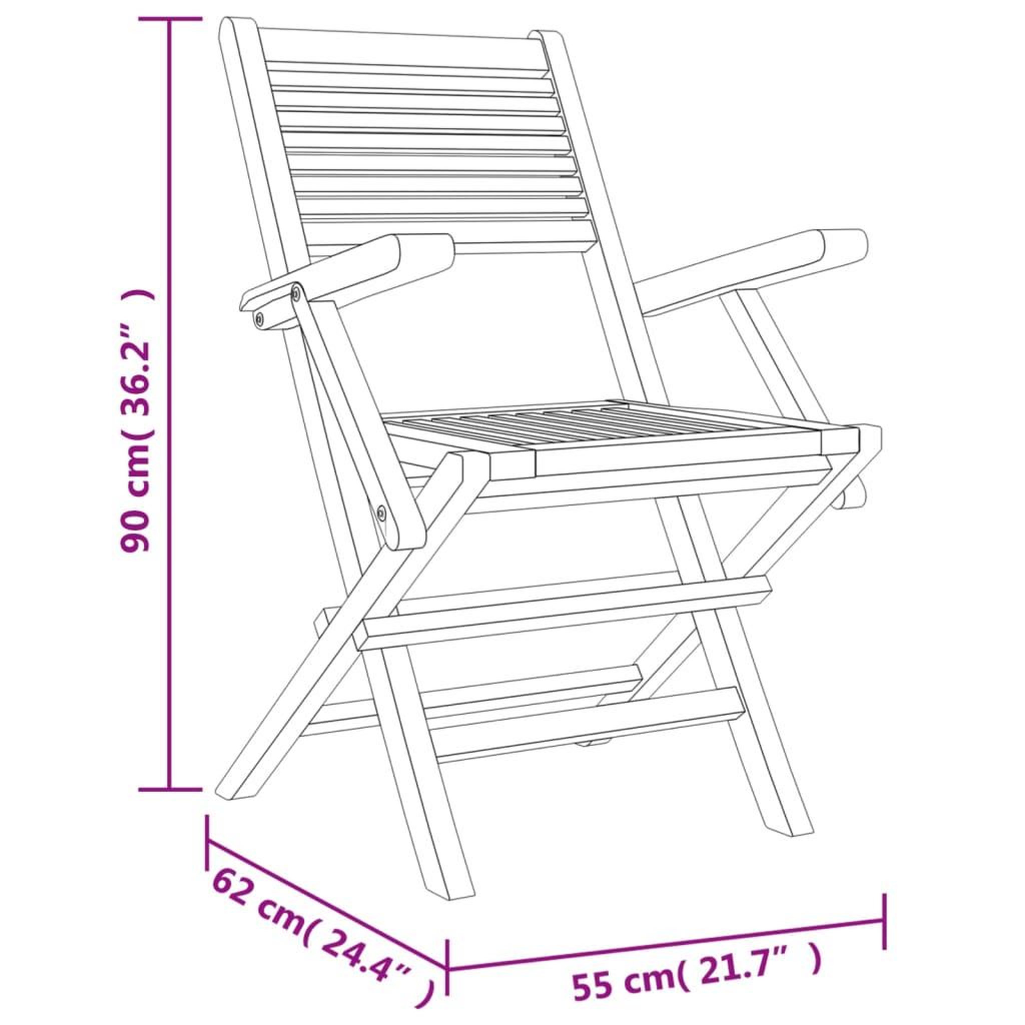 Voir la diapositive 6 : VIDAXL Chaises de jardin pliantes lot de 4 55x62x90cm bois massif teck