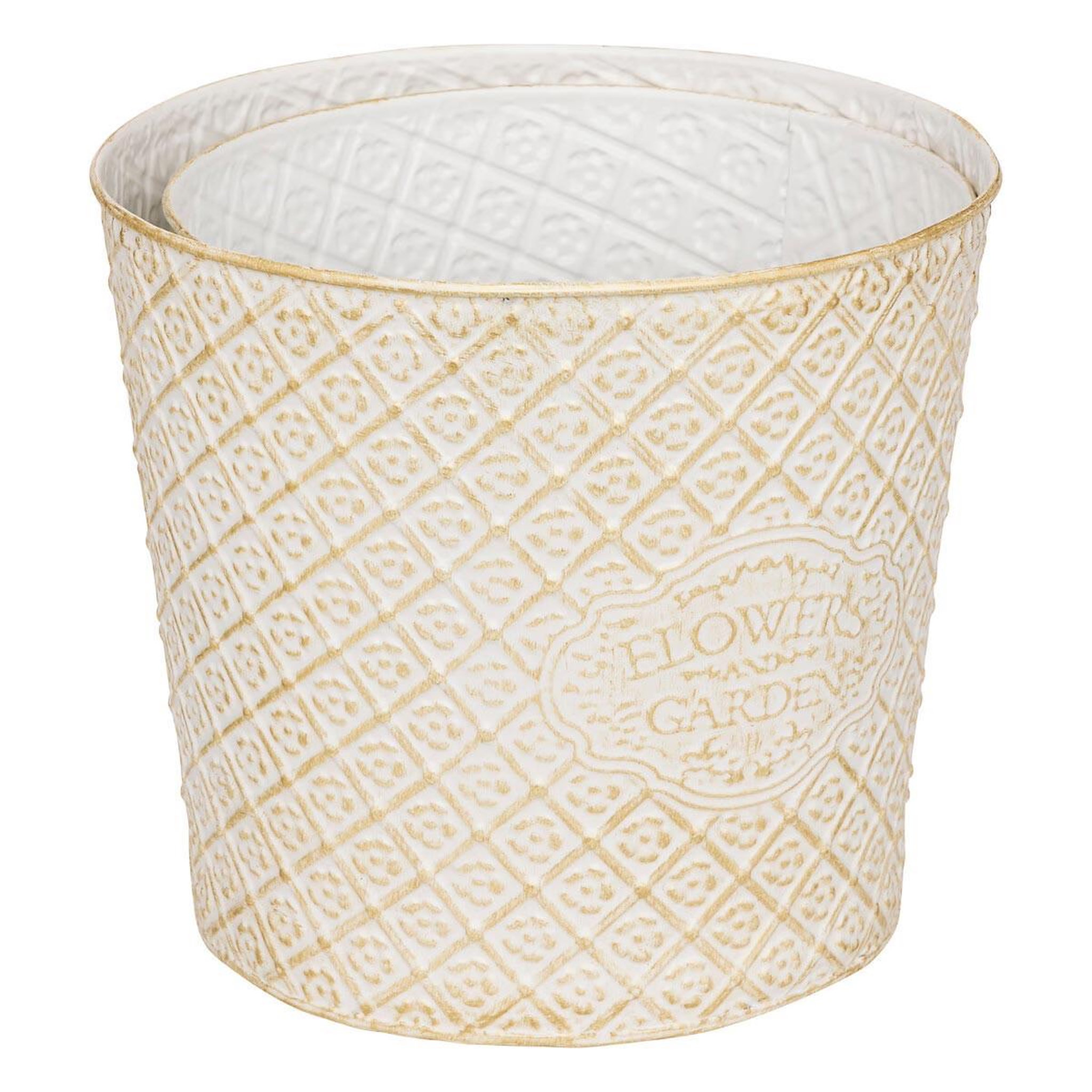 Voir la diapositive 2 : ATMOSPHERA Lot de 2 Cache-Pots en Métal  Tino  22cm Blanc