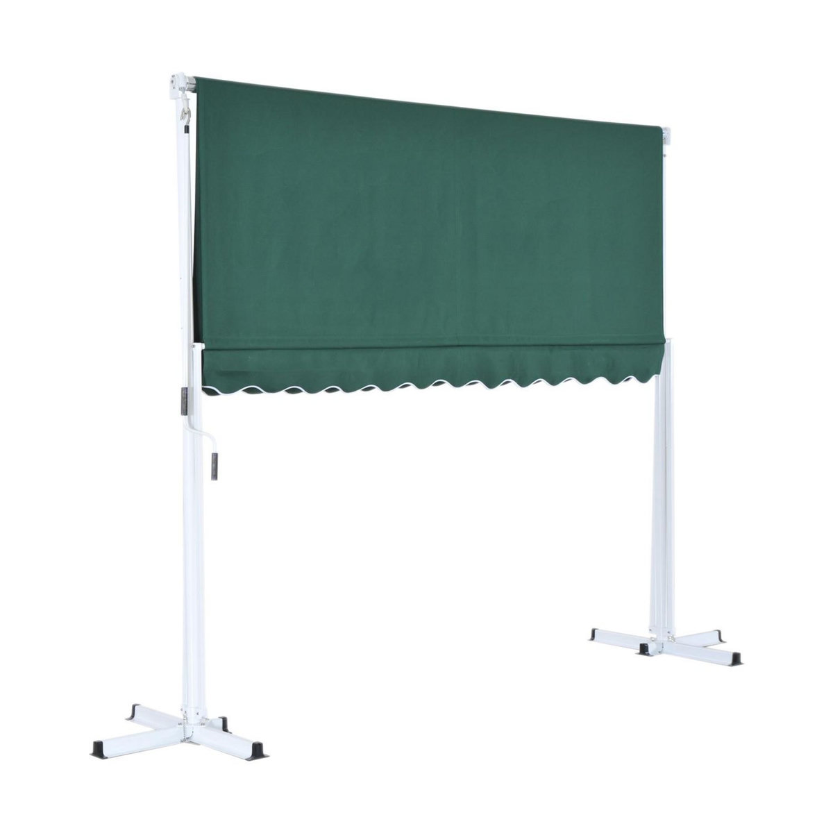 OUTSUNNY Store double pente manuel rétractable inclinaison réglable métal polyester imperméabilisé 3L x 2,95l x 2,6H m vert