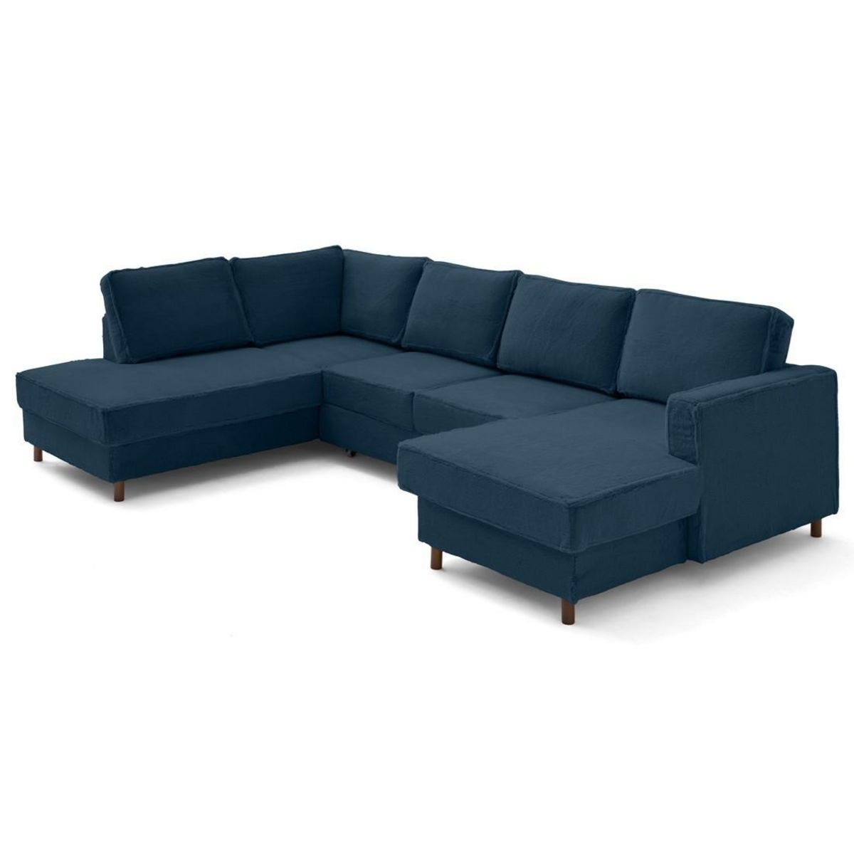 LISA DESIGN Jake - canapé panoramique d'angle gauche 7 places convertible avec coffre en fausse fourrure